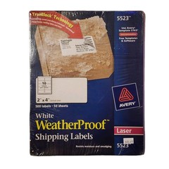 Avery WeatherProof Shipping Labels w/TrueBlock Laser White 2″ x 4″ 500/Pack 5523