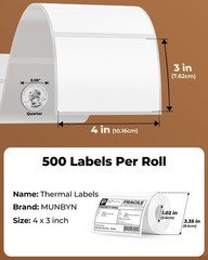 Reliable 4×3 Thermal Labels – 500 Sheets | Perforated & Waterproof for Shipping