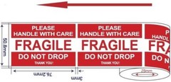 2 X 3 FRAGILE STICKER DO NOT DROP HANDLE WITH CARE WATERPROOF YELLOW 2021 Stock