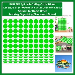 1050 Pack Fluorescent Green 3/4″ Circle Sticker Labels for Organizing & Marking