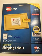 LOT-Avery TrueBlock 3 1/3″ x 4″ Laser/Inkjet Shipping Label 8164/15264 21 Sheets