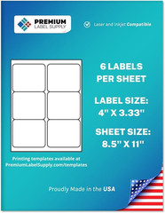 White Sticker FBA Labels – 4″ X 3.33″ – Laser/Inkjet Compatible – (6 per Sheet),