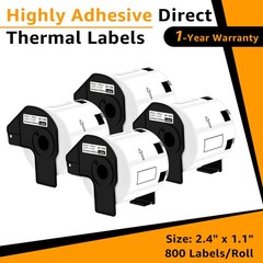 4Rolls/3200Labels Replace Brother DK-1209 Barcode Label 2.4″ x 1.1″ QL Ptinter