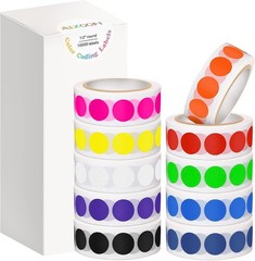 1/2″ Round Adhesive Labels – 10000 PCS in 10 Colors for Crafting & Organization