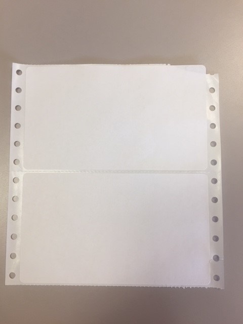 Continuous Feed Adhesive Computer Labels White 2 7/8″ x 5″ Pin-Fed Box of 2500