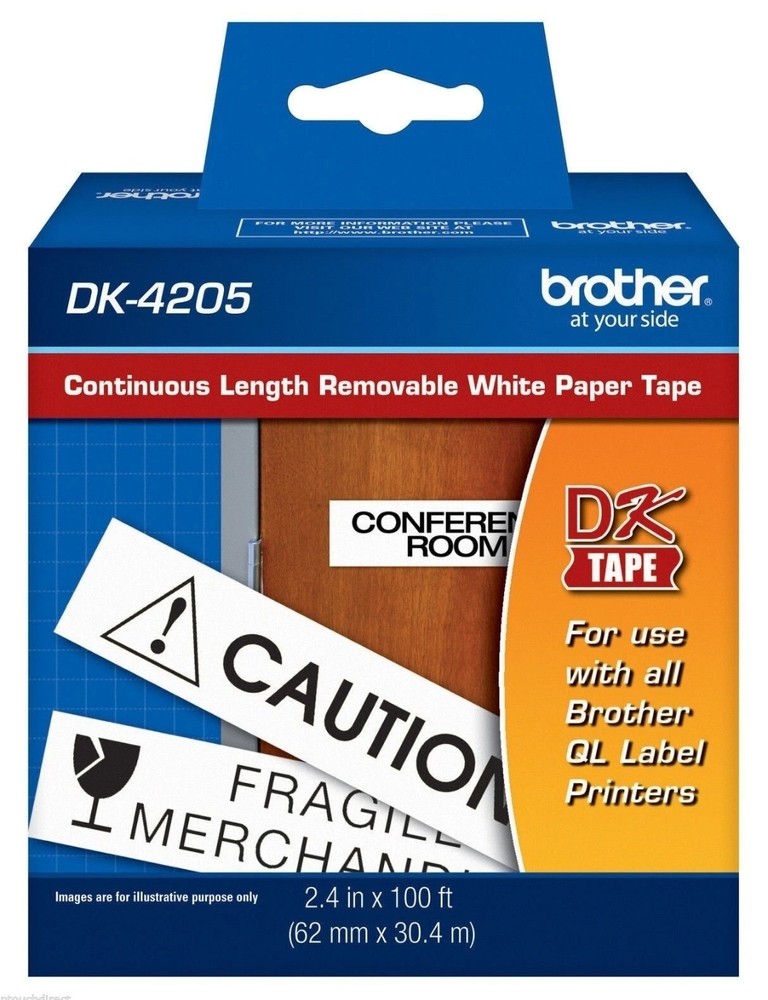 Brother DK4205 2-3/7″ Removable Continuous Tape for QL570, QL-570 label printers