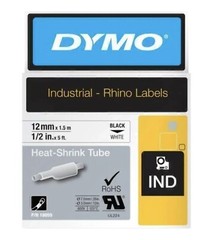 NEW Genuine Dymo 18055 Rhino Industrial Heat Shrink Tube 12mm Black On White