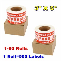 3×5 Large Fragile Stickers Handle with Care Mailing Label 500/Roll Free Shipping
