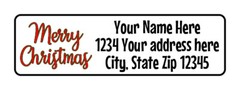 400 Personalized Merry Christmas Return Address Labels. 1/2 inch by 1 3/4 inch