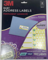 2 pks 3M BABY ADDRESS LABELS 3900H 150 ct EA-Laser Inkjet Permanent Adhesive