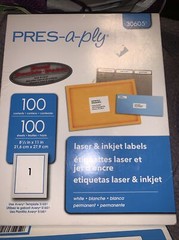 PRES-a-ply Laser Full-Sheet Labels 8 1/2 x 11 White 100/Box 30605