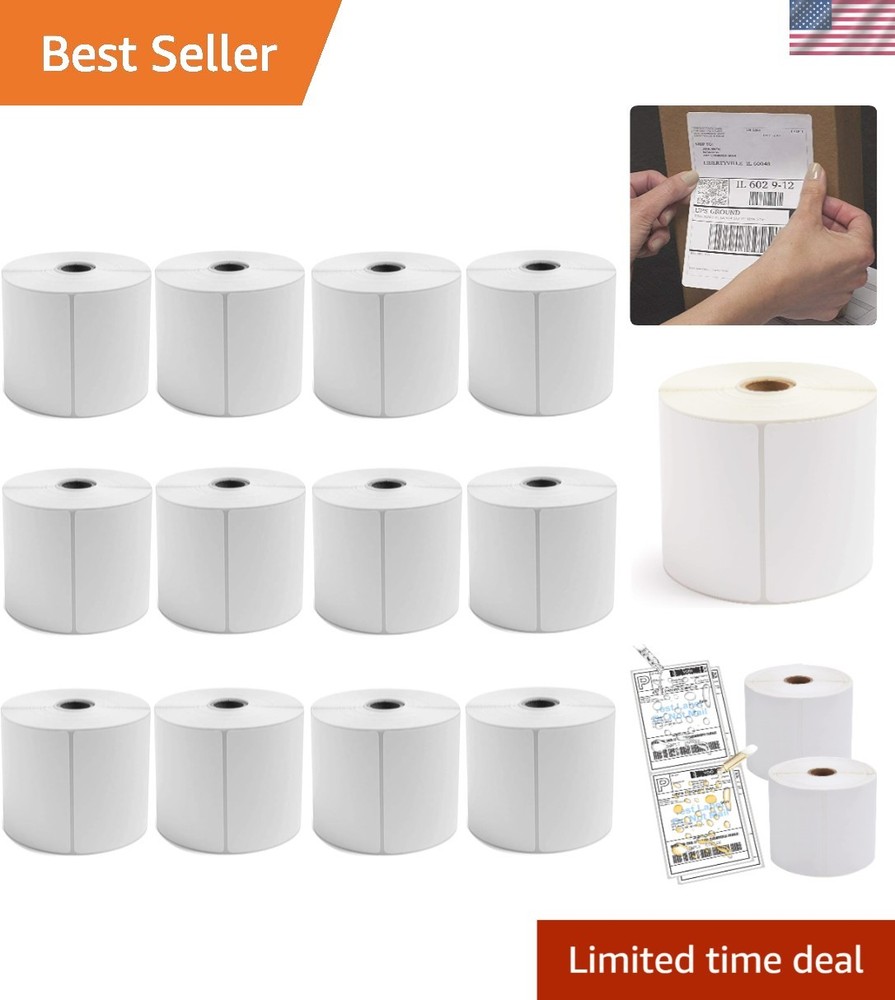 4×6 Direct Thermal Shipping Labels – 5400 Count for Zebra Printers (12 Rolls)
