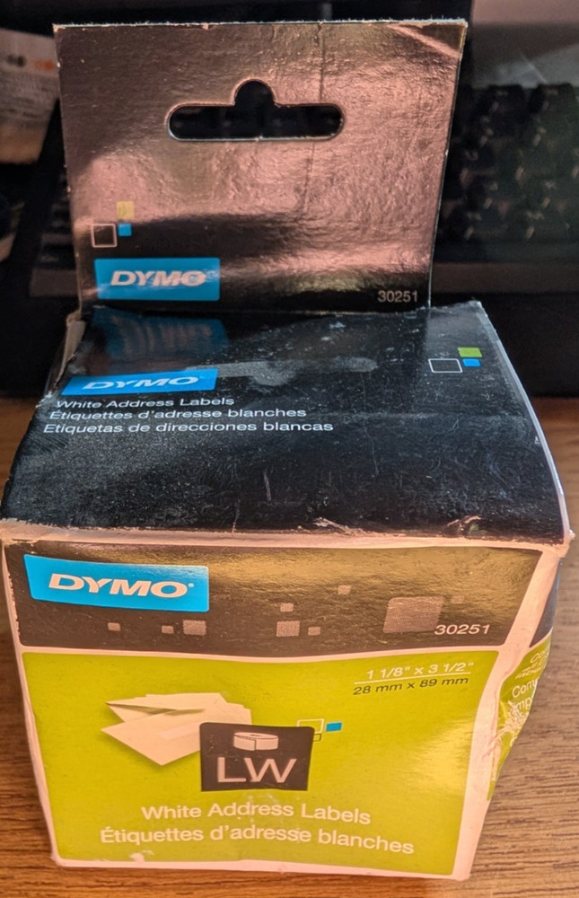 DYMO 30251 LabelWriter Address Labels 1 1/8in x 3 1/2in White 130/Roll x 2