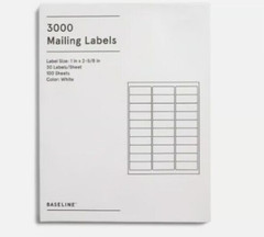 Labels | Baseline | Address | 3000 | 1×2-5/8″ | White | 100 Sheets/Pac | BL58260