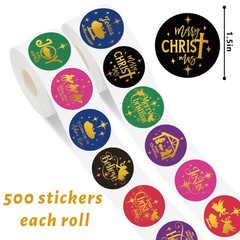 1000Pcs Gold Foil Christmas Nativity Stickers Roll -Adhesive Xmas Holy Night …