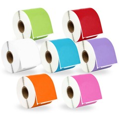 DYMO LW 30256 – 7 Rolls – 1 each GREEN RED WHITE BLUE LAVENDER ORANGE PINK