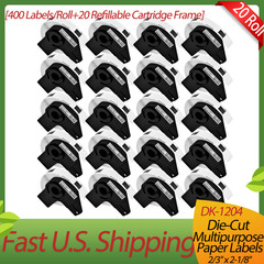 15 x DK-1204 For Brother White Paper Labels,400 Labels/Roll,With Cartridge Frame