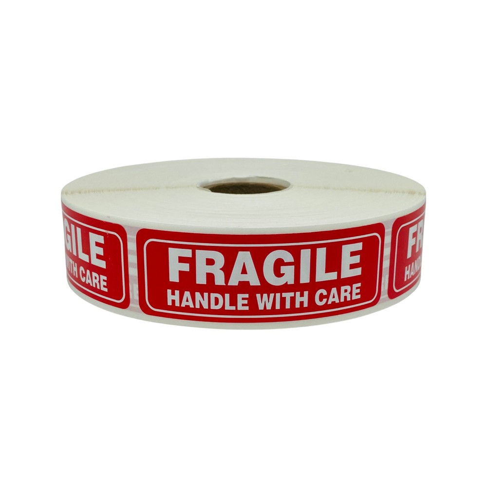 500 Red 1×3 Fragile Handle With Care Mailing Shipping Labels Stickers