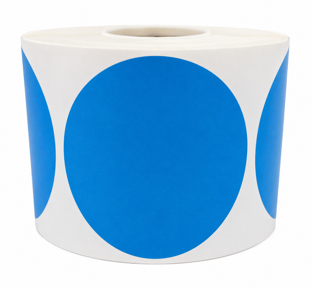 4″ Round Direct Thermal Labels Blue Zebra 1″ Core – (1) Roll, 350 Labels Total