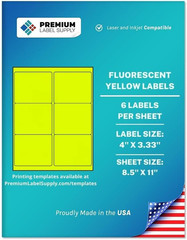 Fluorescent Neon Stickers – 4″ X 3.33″ – Fluorescent Orange, 600 Labels