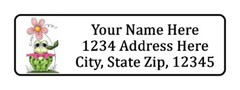 400 Frog With Flower Personalized Return Address Labels. 1/2 inch by 1 3/4 in