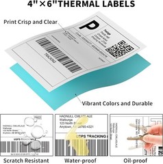 500-1000 Direct Thermal Shipping Labels 4″x6″ for Zebra, Rollo, MUNBYN,MFLABEL