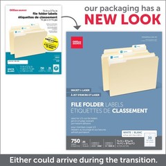 White Permanent Inkjet/Laser File Folder Labels, 2/3in. x 3 7/16in., White, P…