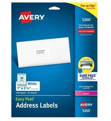 Avery 5260 Adress and Shipping Labels