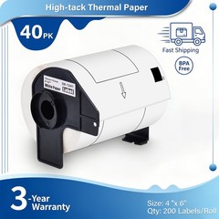 40Rolls 4″x6″ Large White Paper Shipping Labels DK-1241 for Brother QL-1110NWB
