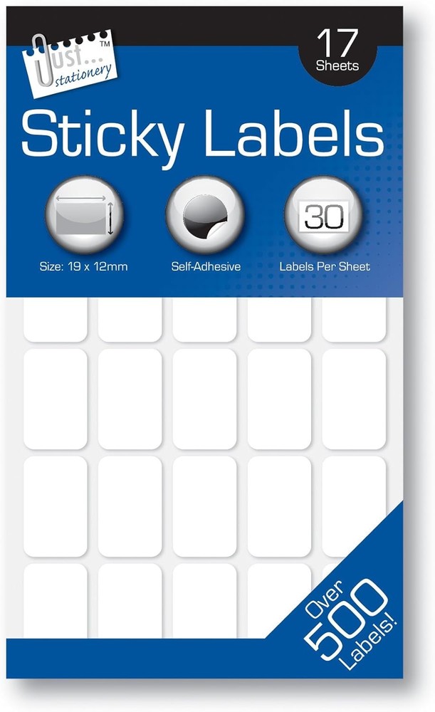Just Stationery 19x12mm Sticky Label – White