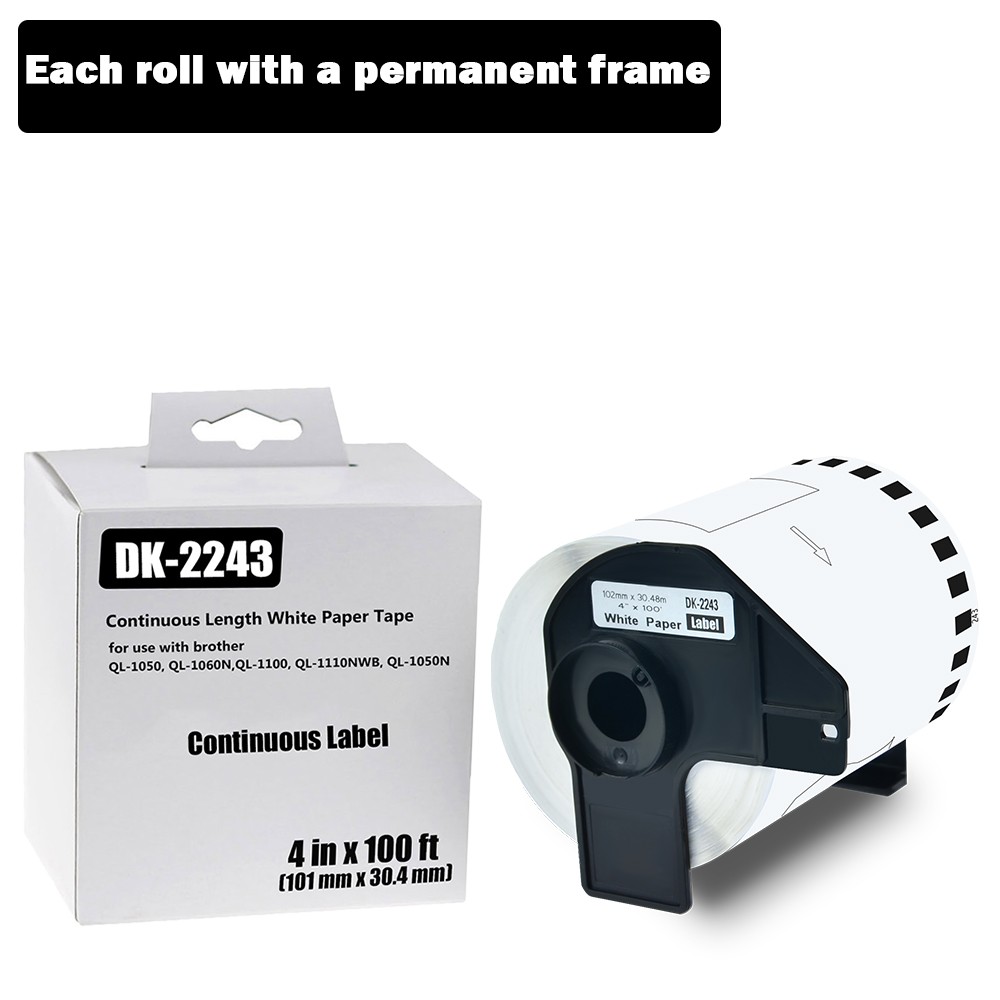 DK2243 DK-2243 Continuous Shipping Labels For Brother 4″ x 100′ Permanent Frame