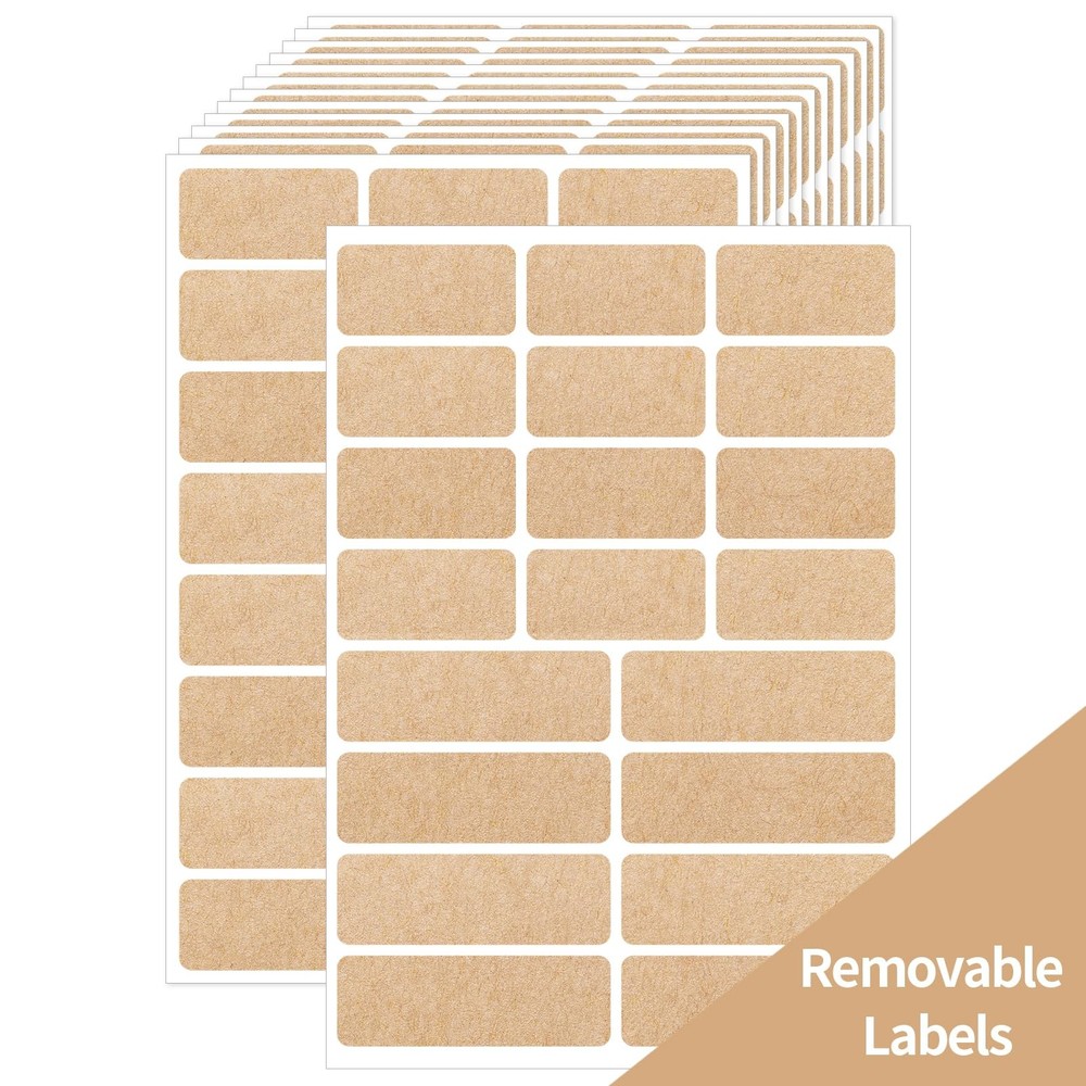 Kraft Label Stickers Removable Writable Gift Labels, Self-Adhesive Brown Labe…
