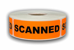 500 Labels 1×3 Orange SCANNED Special Handling Mailing Shipping Stickers