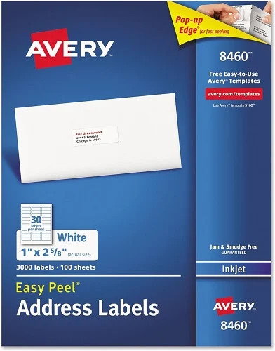 White Easy Peel(R) Address 1×2-5/8in labels White 3000/BX – 1EA