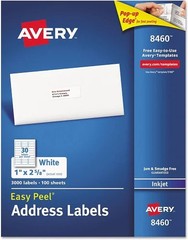 White Easy Peel(R) Address 1×2-5/8in labels White 3000/BX – 1EA
