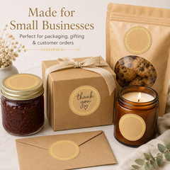 500 Kraft Canning Labels, 2 Inch round Sticker Labels, Gold Foil Labels for Jars