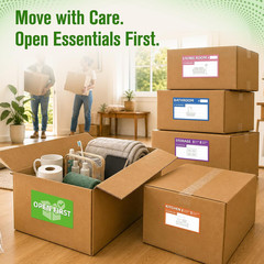 160-Count Moving Box Labels, 5 X 3 Inch Color-Coded Labels for Packing Boxes, 4