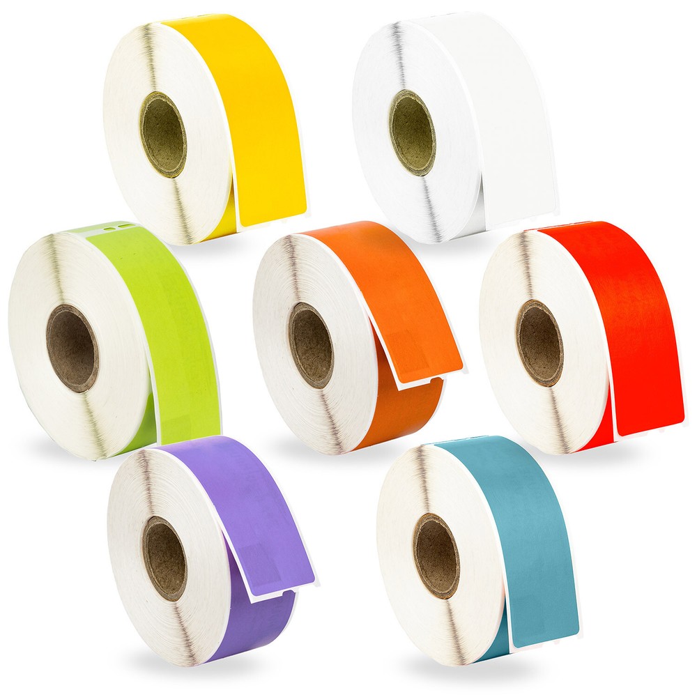DYMO 30252 – 7 Rolls – 1 ea. YELLOW WHITE GREEN ORANGE RED LAVENDER BLUE