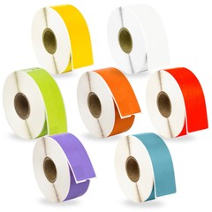 DYMO 30252 – 7 Rolls – 1 ea. YELLOW WHITE GREEN ORANGE RED LAVENDER BLUE