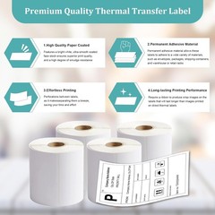 4×6″ Thermal Transfer Shipping Labels Ribbon Required 500/roll