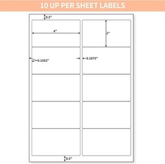 2″ x 4″ Shipping Address Labels Blank Mailing Stickers 10 Up for Laser/Inkjet