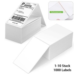 4×6 Fan-Fold Shipping Labels For Zebra Rollo Thermal Printer Postage Labels