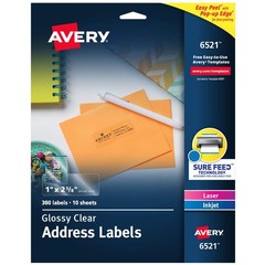 Printable Address Labels, Glossy Clear 1″ x 2-5/8″, 300 Blank Mailing Labels for
