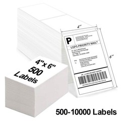 500-10000 Fanfold 4″ x 6″ Direct Thermal Address Shipping Labels for Zebra Rollo