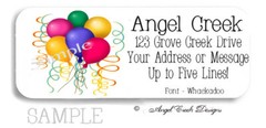 Birthday Party Balloons Streamers Confetti Personalized Return Address Labels