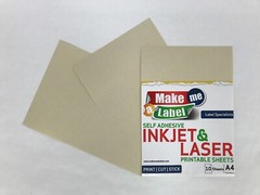 CREAM KRAFT PAPER SELF ADHESIV STICKER A4 SHEETS, STICKY, LABELS INKJET LASER