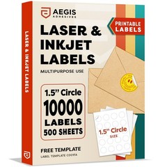 1.5″ Round Printable Labels – 10,000 Blank Stickers for Business, QR Codes, Than