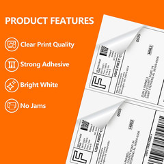 1000 Half Sheet Self Adhesive Shipping Labels, 8.5″ X 5.5″ Address Labels for La