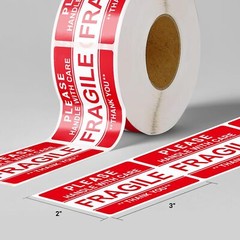 3” x 2” Fragile Stickers for Shipping and Moving, 500 Pcs (1 Roll) Handle w…