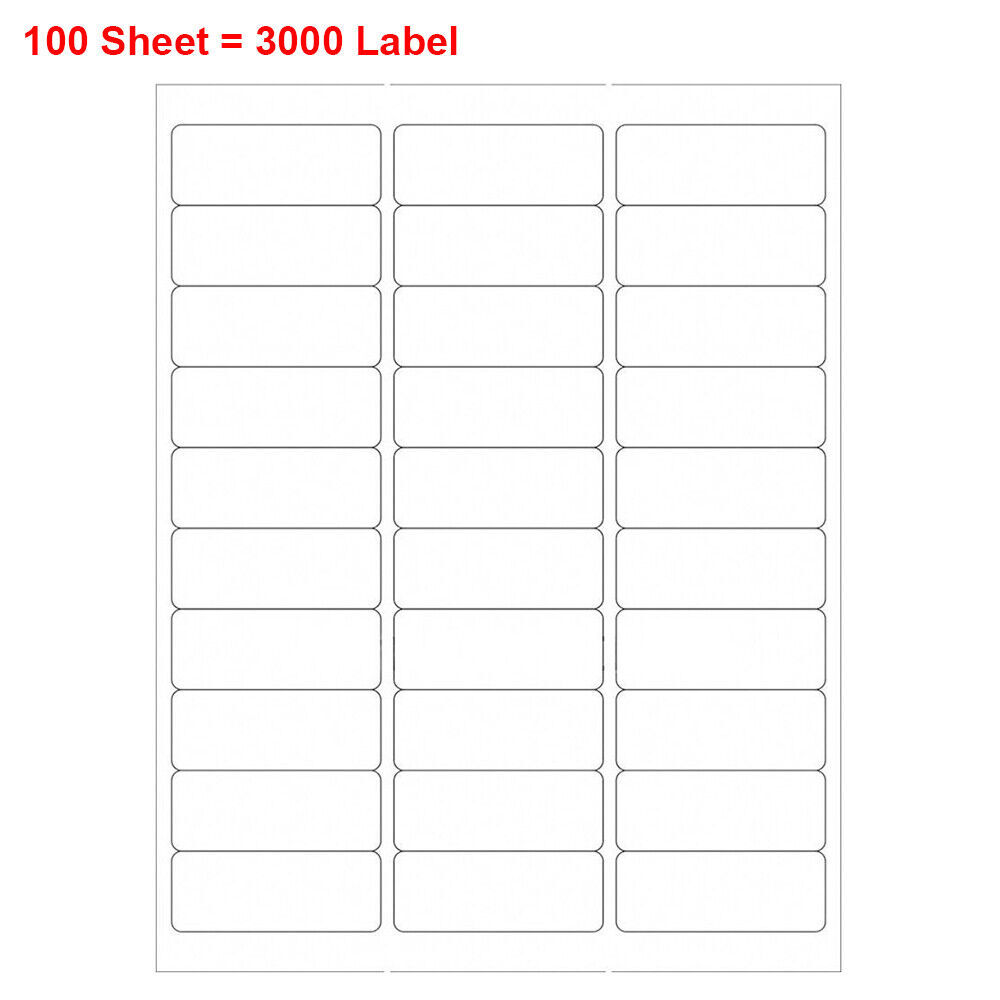 1″ x 2 5/8″ Self-Adhesive Blank Address Shipping Labels for Laser & Inkjet 30 UP